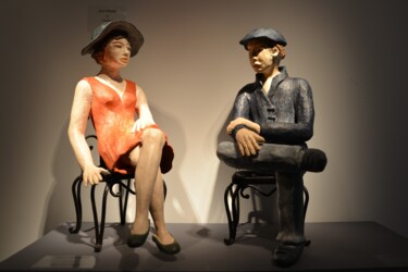 Sculpture intitulée "Anna et Charles" par Florence Schwartz, Œuvre d'art originale, Terre cuite