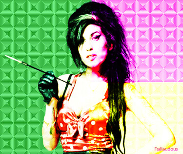 Digital Arts titled "Amy Winehouse - Cha…" by Florence Selaudoux, Original Artwork, Digital Painting