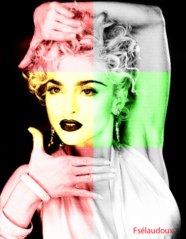 Digital Arts titled "Madonna - Pop Star…" by Florence Selaudoux, Original Artwork, Digital Painting