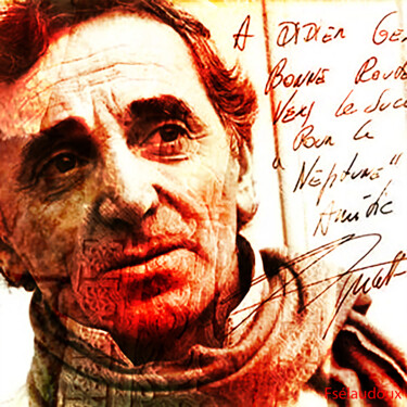 Digital Arts titled "Charles Aznavour -…" by Florence Selaudoux, Original Artwork, Digital Painting