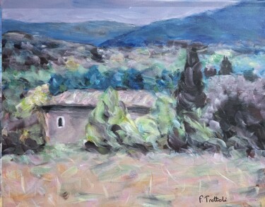 Painting titled "Ferme au pied des A…" by Florence Trottoli, Original Artwork, Acrylic Mounted on Wood Stretcher frame