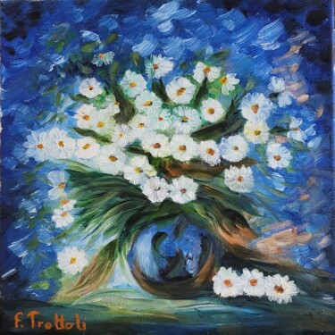 Painting titled "Daisies" by Florence Trottoli, Original Artwork, Acrylic Mounted on Wood Stretcher frame