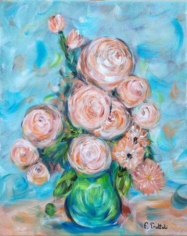 Peinture intitulée "Roses" par Florence Trottoli, Œuvre d'art originale, Acrylique Monté sur Châssis en bois