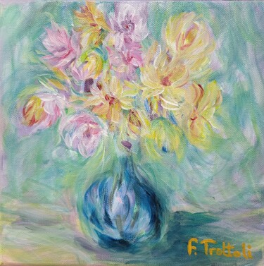 Картина под названием "Bouquet d'après Mon…" - Florence Trottoli, Подлинное произведение искусства, Акрил Установлен на Дере…