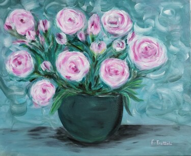 Malerei mit dem Titel "Posy of ranunculus" von Florence Trottoli, Original-Kunstwerk, Acryl