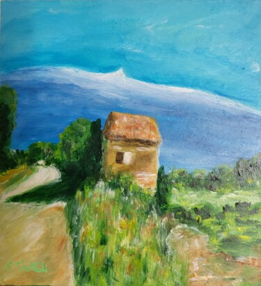 Painting titled "Sur la route du Mon…" by Florence Trottoli, Original Artwork, Acrylic