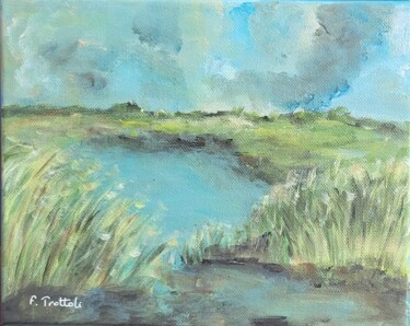 Painting titled "Murmures du Lac de…" by Florence Trottoli, Original Artwork, Acrylic