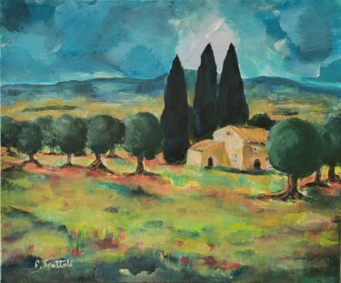 Painting titled "Sérénité Provençale" by Florence Trottoli, Original Artwork, Acrylic