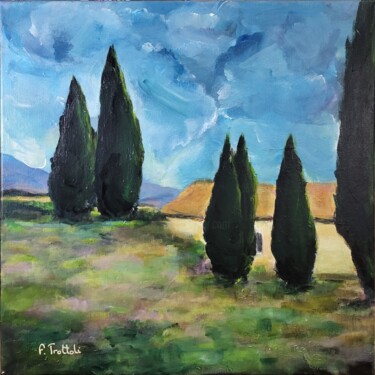 Painting titled "Cyprès Majestueux :…" by Florence Trottoli, Original Artwork, Acrylic