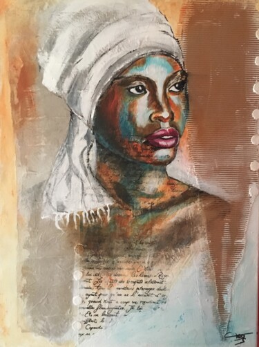 Peinture intitulée "Beauté africaine" par Florence Yangui, Œuvre d'art originale, Acrylique