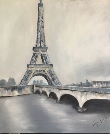 Painting titled "Paris" by Florence Yangui, Original Artwork, Oil