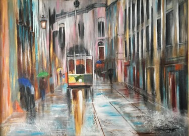 Malerei mit dem Titel "Lisboa" von Florence Yangui, Original-Kunstwerk, Acryl