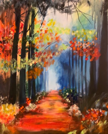 Painting titled "Automne" by Florence Yangui, Original Artwork, Acrylic