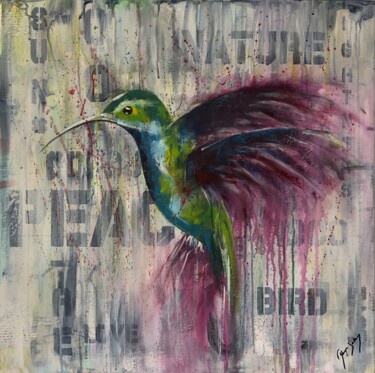 Painting titled "Bird" by Florence Yangui, Original Artwork, Oil