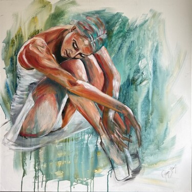 Painting titled "Ballerina" by Florence Yangui, Original Artwork, Acrylic Mounted on Wood Stretcher frame