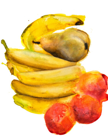 Peinture intitulée "Coupe de fruits" par Florence Bonni Venti, Œuvre d'art originale, Encre