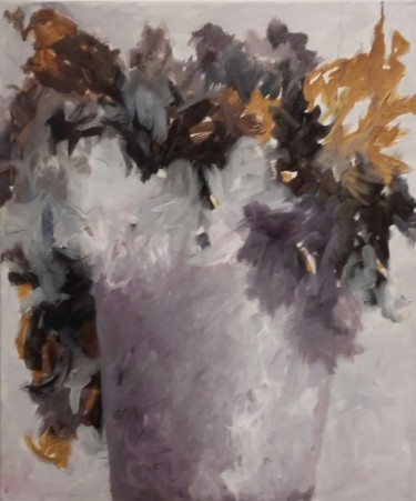 Malerei mit dem Titel "POT BLANC" von Florence Crespy, Original-Kunstwerk, Acryl