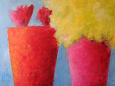 Painting titled "DEUX POTS" by Florence Crespy, Original Artwork, Acrylic