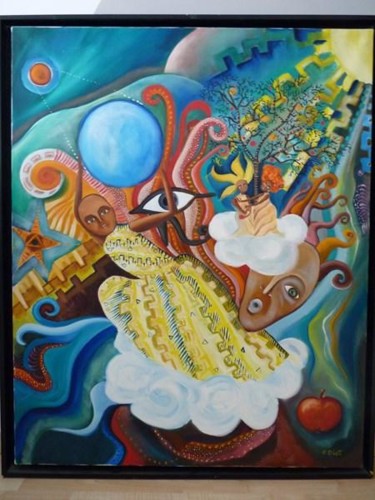 Painting titled "Atlas    81  x  100…" by Florence Diot, Original Artwork, Oil Mounted on Wood Stretcher frame
