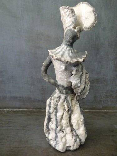 Skulptur mit dem Titel "Femme en  rakou   1…" von Florence Diot, Original-Kunstwerk, Keramik