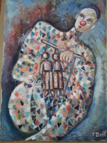 Painting titled "Marionnettiste" by Florence Diot, Original Artwork, Oil