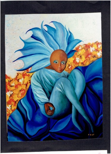 Painting titled "Neptune" by Florence Diot, Original Artwork, Oil