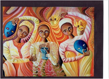 Painting titled "carnaval" by Florence Diot, Original Artwork, Oil