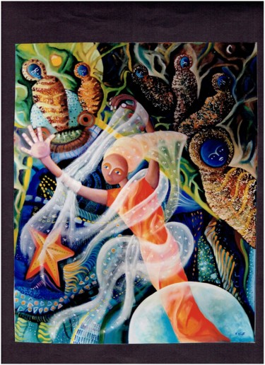 Malerei mit dem Titel "magicien" von Florence Diot, Original-Kunstwerk, Öl