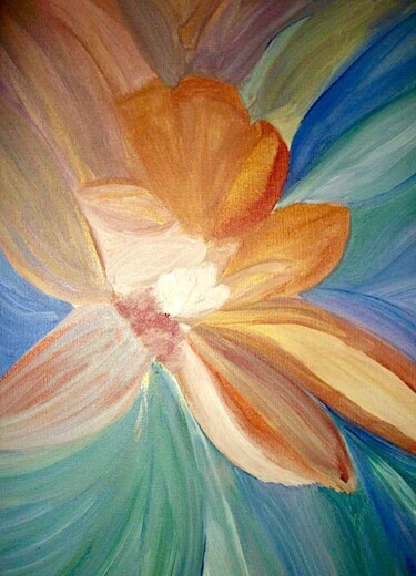 Painting titled "Fleur Lunaire" by Florence Féraud-Aiglin, Original Artwork, Acrylic