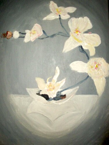 Painting titled "Orchidée 1" by Florence Féraud-Aiglin, Original Artwork, Acrylic