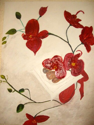 Painting titled "Orchidée 3" by Florence Féraud-Aiglin, Original Artwork, Acrylic
