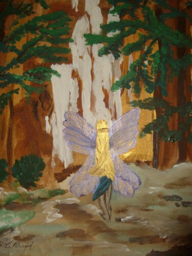 Malerei mit dem Titel "La fée" von Florence Féraud-Aiglin, Original-Kunstwerk, Acryl Auf Keilrahmen aus Holz montiert