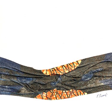 Textile Art titled "Le bleu" by Florence Féraud-Aiglin, Original Artwork, Acrylic Mounted on Wood Stretcher frame