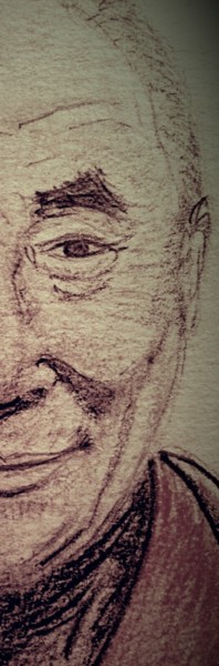 Dessin intitulée "L'homme sage 2" par Florence Février, Œuvre d'art originale, Crayon