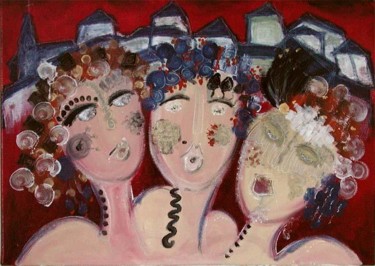 Peinture intitulée "les villageoises" par Florence Fraisse, Œuvre d'art originale