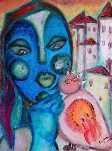 Peinture intitulée "la villageoise et l…" par Florence Fraisse, Œuvre d'art originale