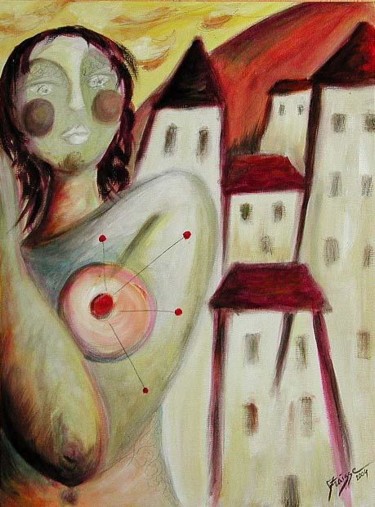 Peinture intitulée "pâle villageoise nue" par Florence Fraisse, Œuvre d'art originale
