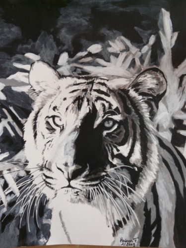 Peinture intitulée "tigre" par Florence Hainon, Œuvre d'art originale, Huile
