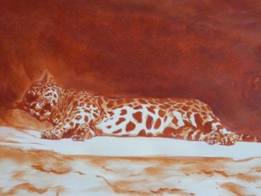 Peinture intitulée "Léopard allongé" par Florence Hainon, Œuvre d'art originale, Autre