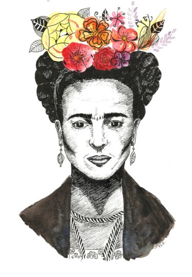 Рисунок под названием "Frida Kahlo" - Florence Lg, Подлинное произведение искусства, Другой