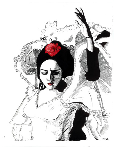 Rysunek zatytułowany „Carmen” autorstwa Florence Lg, Oryginalna praca, Atrament