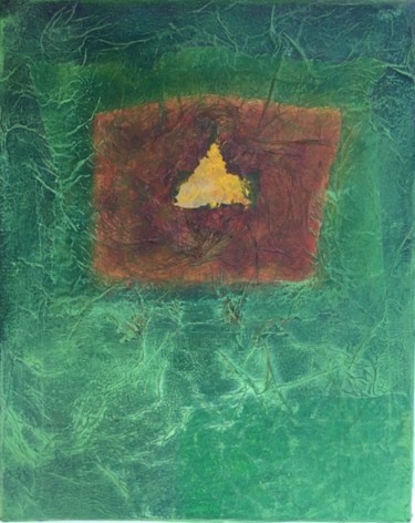 Painting titled "Le Triangle jaune" by Florence Portzer, Original Artwork, Oil