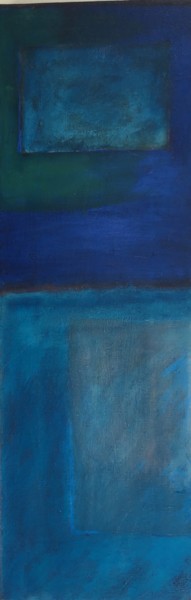 Malerei mit dem Titel "La Stèle bleue" von Florence Portzer, Original-Kunstwerk, Öl