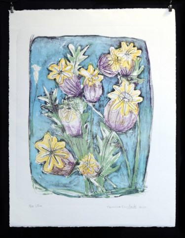 Gravures & estampes intitulée "fleurs de pavot" par Florencia Escalante, Œuvre d'art originale, Lithographie