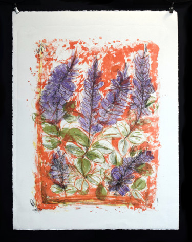 Gravures & estampes intitulée "flores" par Florencia Escalante, Œuvre d'art originale, Lithographie