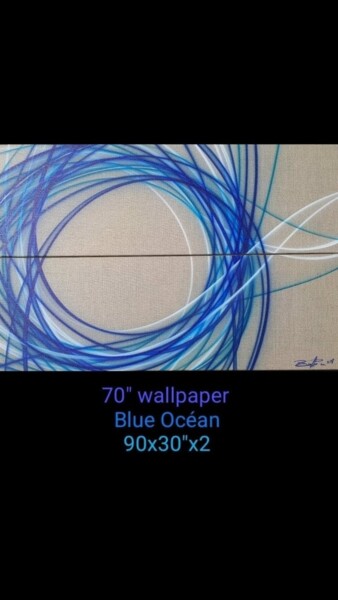 Painting titled "70" wallpaper  blue…" by Florent Boisard, Original Artwork, Airbrush