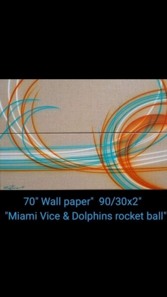 Painting titled "Miami vice& Dolphin…" by Florent Boisard, Original Artwork, Airbrush