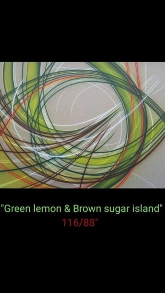 Painting titled "Green Lemon and sug…" by Florent Boisard, Original Artwork, Acrylic