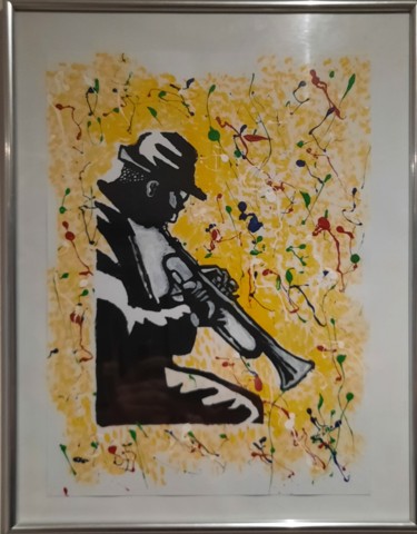 Painting titled "Le trompettiste" by Florent Navarro, Original Artwork, Acrylic
