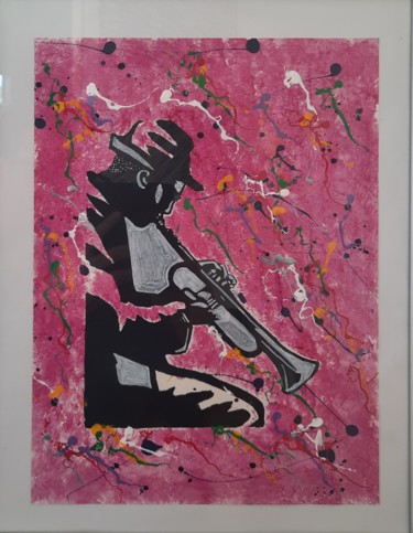 Картина под названием "Le trompettiste 2" - Florent Navarro, Подлинное произведение искусства, Акрил Установлен на картон